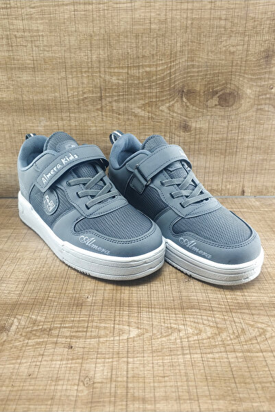 ALMERA SPOR Yumuşak Rahat Taban Bantlı Gri Erkek Çocuk Sneaker-Spor Ayakkabı