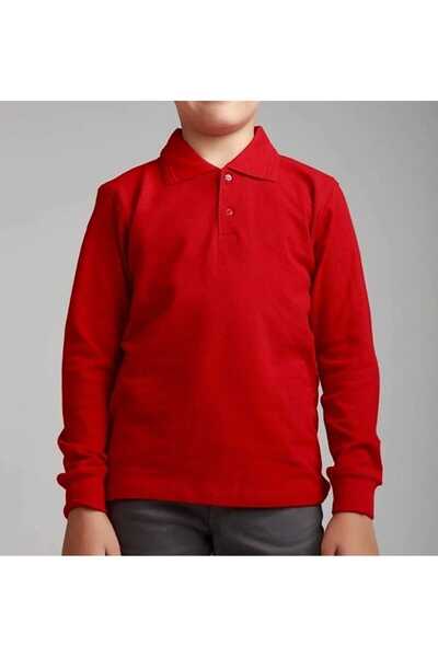 trenddünya Unisex Παιδικό πόλο λαιμόκοψη μακρυμάνικο βαμβακερό μπλουζάκι Laco...