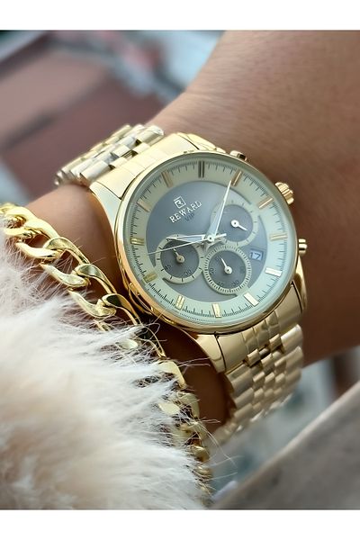 Reward Number Dial, Steel Strap, Yellow Color Women's Wristwatch + bracelet