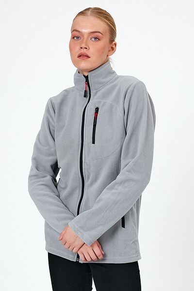 COMBİNE MİCHAİL Women's Gray Fleece Full Zipper Outdoor 3 Pocket Sports Fleece Jacket