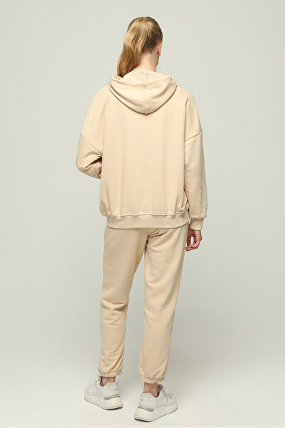 Owut Collection Kadın Kapüşonlu Kanguru Cep Oversize Lastik Paça Fermuarlı Eşofman Takımı