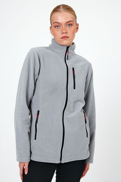 COMBİNE MİCHAİL Women's Gray Fleece Full Zipper Outdoor 3 Pocket Sports Fleece Jacket