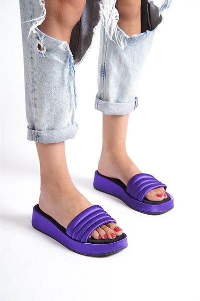 Capone Outfitters Capone Flat Heeled Single Strap Comfort Satin Fashion Women's Slippers