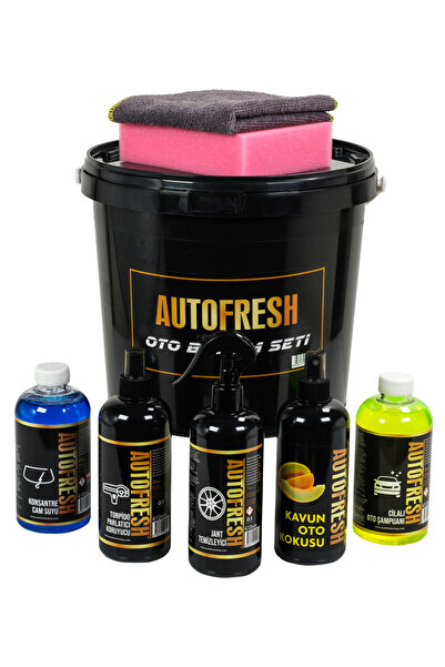 AutoFresh Araç Bakım Seti 8 Ürünlü 10 Lt Kovalı Oto Yıkama Ve Araba Iç Detaylı Temizleme Seti