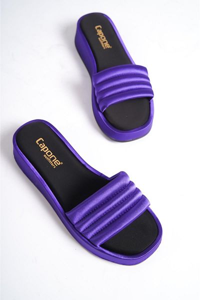 Capone Outfitters Capone Flat Heeled Single Strap Comfort Satin Fashion Women's Slippers