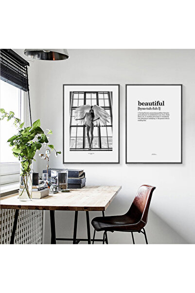 Linacci Σετ ζωγραφικής αφίσας με διπλό μεταλλικό πλαίσιο από μαύρο αλουμίνιο Angels Motto Beautiful Glass