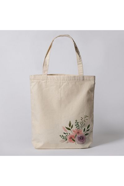 Riyaz Dükkan Flowers 2 - Special Design Cloth Bag, Shoulder and Hand Bag, 35x40cm