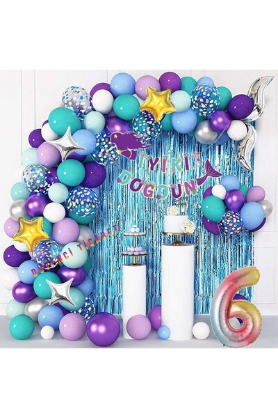 DÜVENCİ TİCARET DENİZ KIZI TEMALI BALON ZİNCİR SET