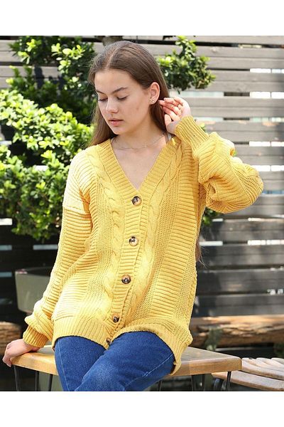 openex tekstil Cardigan cu nasturi cu model tricotat păr de damă