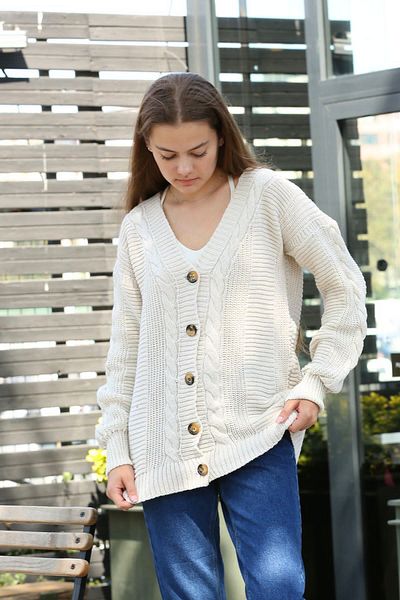openex tekstil Openex Women's Hair Knitted Pattern Buttoned Cardigan