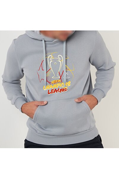 Efendioğlu Design Champions League Sarı Kırmızı yazılı pamuklu Sweatshirt (Ye...