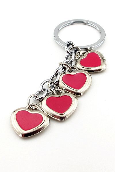 Solfera Red Hearts Lover Love Dangle Metal Keychain KC033