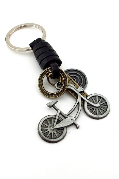 Solfera Vintage Bicycle Nostalgia - Real Leather Metal Keychain KC044