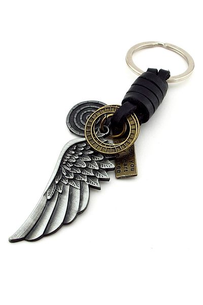 Solfera Angel Angel Wing - Real Leather Metal Keychain KC045
