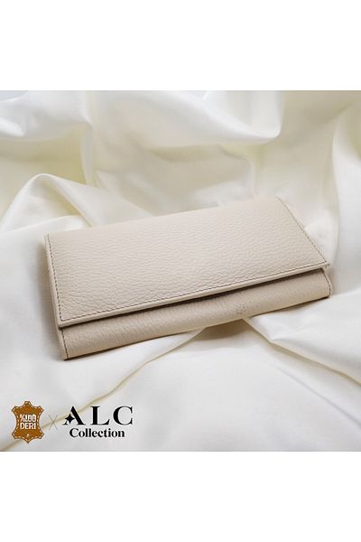 ALC Collection Cream Colored Luxury Classic Women's Wallet with Snap Closure
