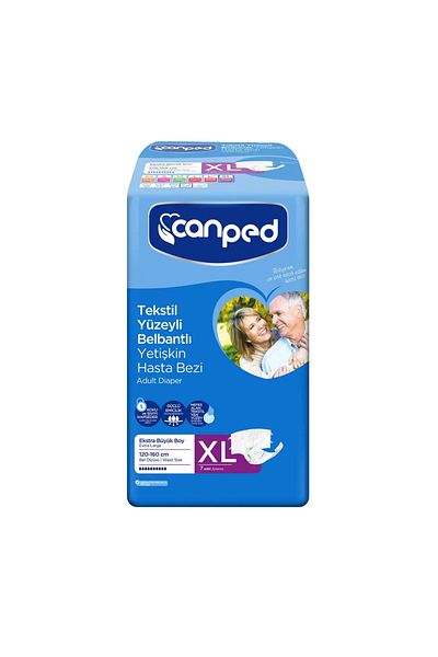 Canped Patient Diapers with Waistband Textile Extra Large 7 Pack