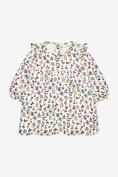 Next Baby Cotton Red Blouse Tights Top and Bottom Set