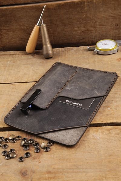 New Coast Leather 1900's Калъф за бележник и органайзер от естествена и естествена кожа, ръчно изработен от пушен материал