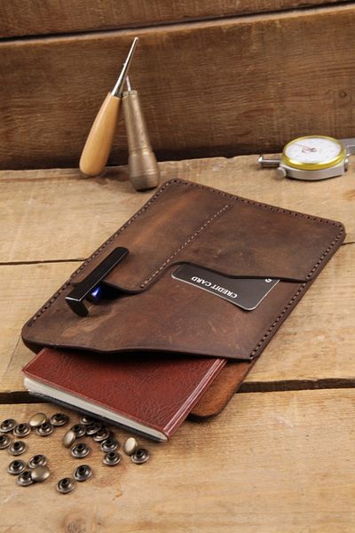 New Coast Leather 1900's Ръчно изработен калъф за тефтер от естествена кожа