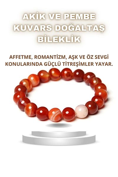 NBS Beautiful Naturel Stones Red Agate,Pink Quartz Natural Stone Bracelet 100% Real 8 mm AA Quality