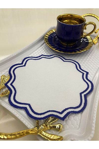AYNAKIŞÇEYİZ 6 bucăți de șervețele și pahare de prezentare din in, potrivite pentru broderie