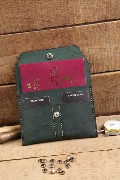 New Coast Leather 1900's Γνήσιο & Πραγματικό Δερμάτινο Χειροποίητο Πορτοφόλι Πασαρέλας Σκούρο Πράσινο