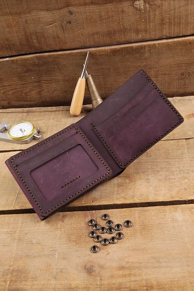 New Coast Leather 1900's Γνήσιο δέρμα Χειροποίητο Ανδρικό πορτοφόλι Claret Red πολλαπλών διαμερισμάτων