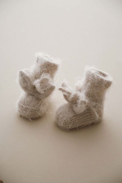 OhlalaKoala Beige Rabbit Ear Knitted Booties Baby 0-12 Months