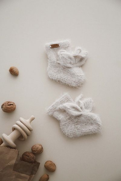 OhlalaKoala Beige Rabbit Ear Knitted Booties Baby 0-12 Months
