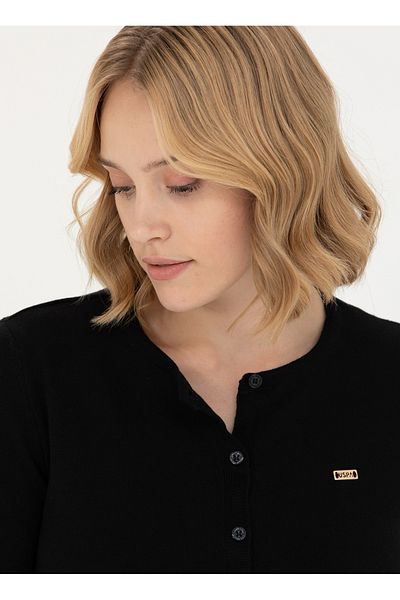 U.S. Polo Assn. Η.Π.Α. Polo Assn. Μαύρη γυναικεία ζακέτα GLT01-BSK23