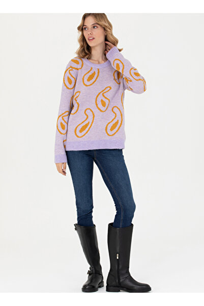 U.S. Polo Assn. U.S. Polo Assn. Bisiklet Yaka Regular Fit Lila Kazak Kadın ADES