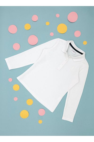 U.S. Polo Assn. BASE. Polo Assn. White Girl's Polo Neck Long Sleeve Sweatshirt TP01-SK023