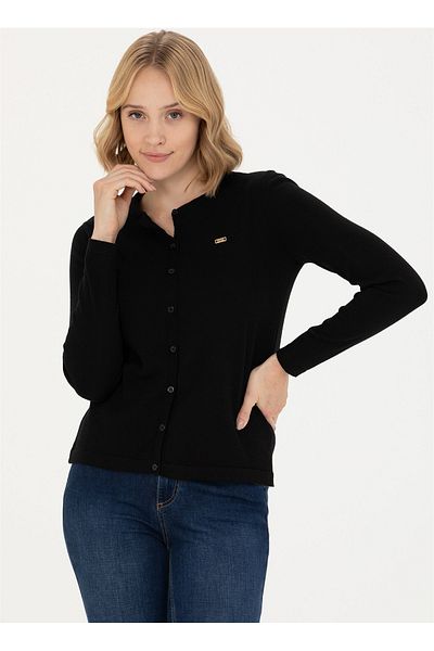 U.S. Polo Assn. Η.Π.Α. Polo Assn. Μαύρη γυναικεία ζακέτα GLT01-BSK23