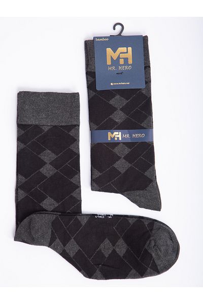 MRHERO Мъжки дълги чорапи от бамбук, 6 броя - антрацит, с аромат на парфюм