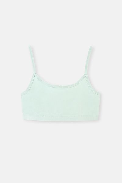 Dagi Zweiteiliges Mädchen-Bustier aus Baumwolle in Grün-Ecru
