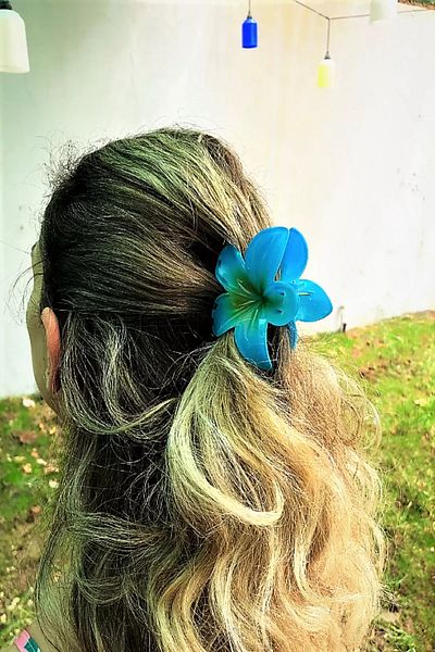naque Floră de Lotus Albastru Acrilic Strălucitor Cataramă Vintage pentru femei