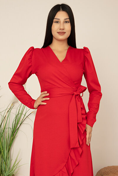 PULLIMM Rochie cu curea cu volane cu tiv dublu 22-228