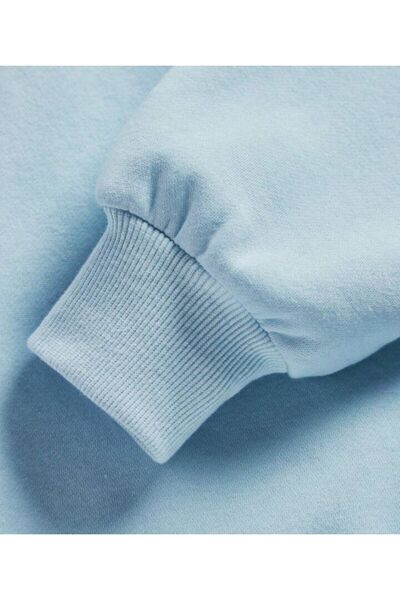 MORNİNG KİDS Kız Çocuk Kapşonlu Baby Girl Baskılı Bebe Mavi Sweatshirt