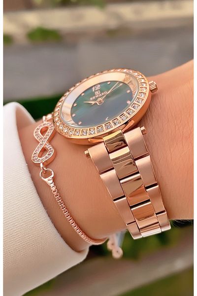 Reward Brand Rose Gold Color Waterproof Steel Cord Women's Wristwatch - Bracelet