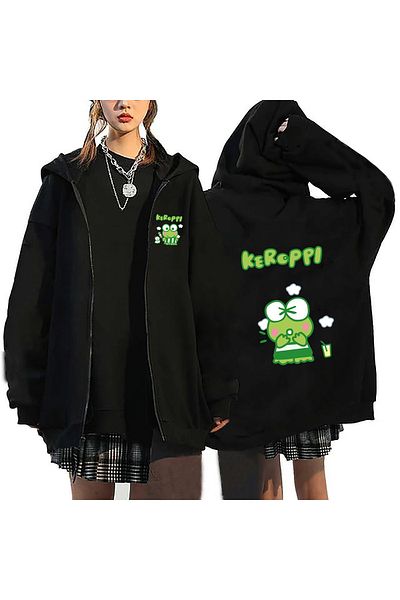MECH BUTİK Ζακέτα με κουκούλα με μαύρο φερμουάρ Hello Kitty Keroppi