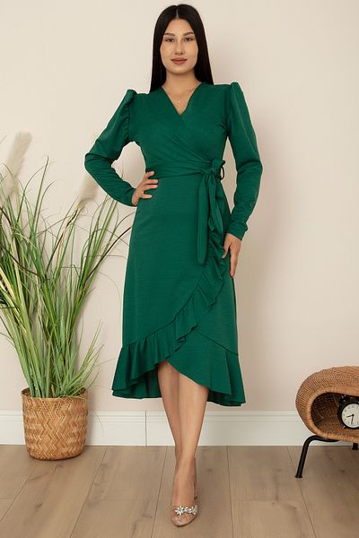 PULLIMM Double Breasted Skirt Ruffle Belt Dress 22-228