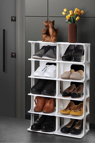 Ecolux Luxury New Model - 5-Tier White Portable Shoe Stand
