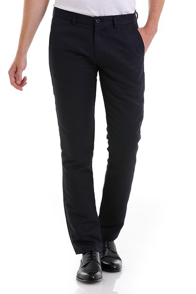 Hatemoğlu Navy Blue Slim Fit Patterned Side Pocket Canvas Pants