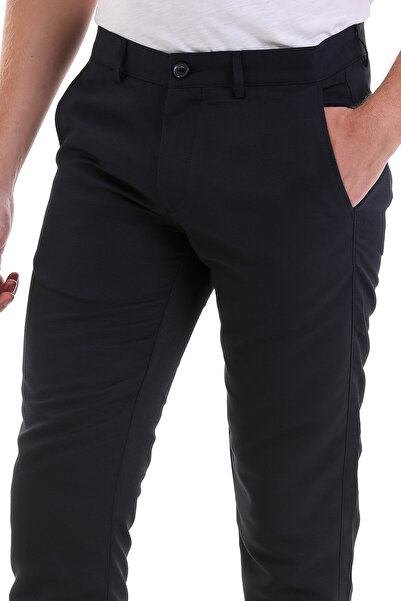 Hatemoğlu Сині брюки з боковими кишенями та візерунком, облягаючого крою