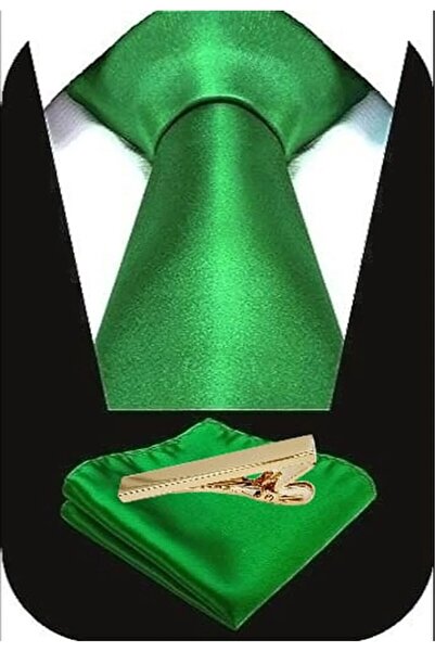 Trenderrs Muška satenska kravata, maramica i set zlatnih čeličnih igala za kr...