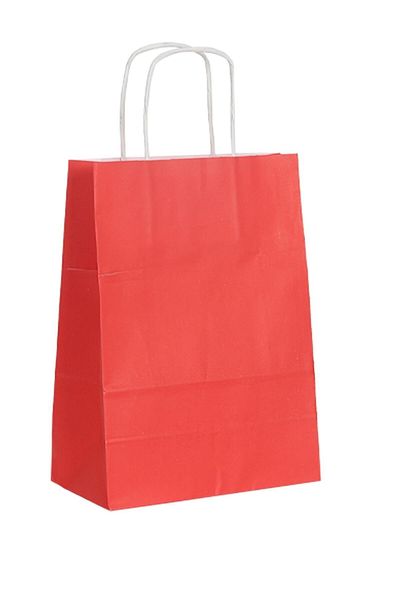 KOZLU TİCARET Крафт чанта с усукана дръжка 18*24*9 червена 25 броя