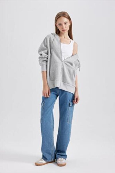 DeFacto Oversize Fit kapucnis vastag szövet kardigán V7995az23wn