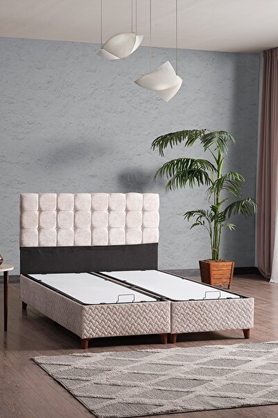 Evdemo Bengü Çift Kişilik Baza Başlık Set Krem 150*200