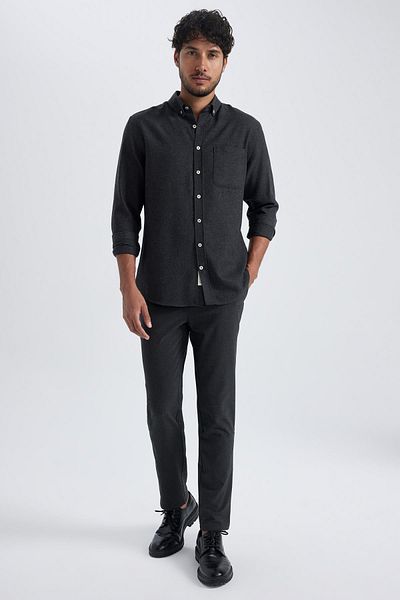 DeFacto Modern Fit Polo Collar Cotton Long Sleeve Shirt R5017az23au