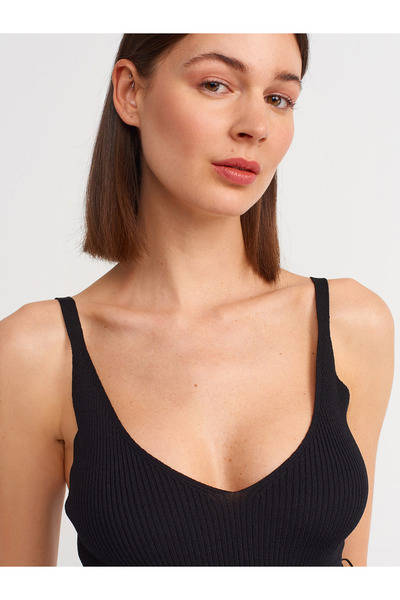 Dilvin 1055 Strap-Waisted Knitwear Athlete-black